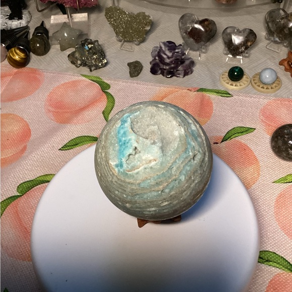 Blue Aragonite crystal sphere - Picture 2 of 5